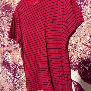 Nautica Red Tee with Black Stripes